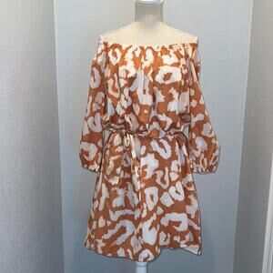 Elizabeth And James Uptown Casual Dress in Dayglow On Off Shoulder Summer Date S